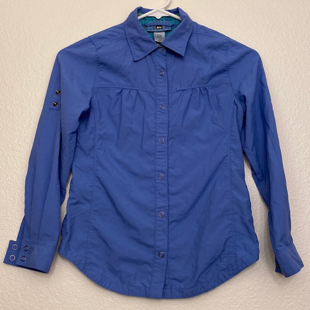 REI sun shirt, purple, girl’s size 8
